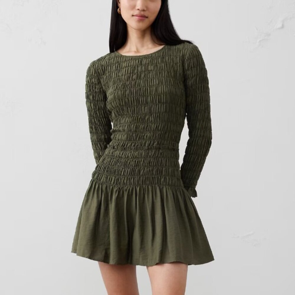 Banana Republic‎ Olive Smocked Mini Dress Size S